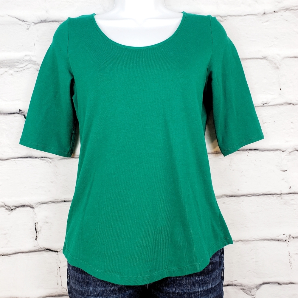 The Limited Green 3/4 Sleeve Top W/Zipper Sz M